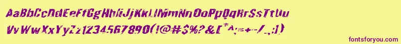 Quarrystoneexpandital Font – Purple Fonts on Yellow Background