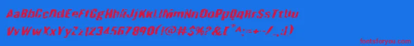 Quarrystoneexpandital Font – Red Fonts on Blue Background