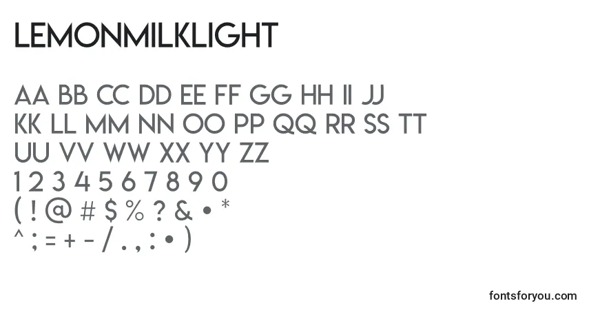 A fonte Lemonmilklight – alfabeto, números, caracteres especiais