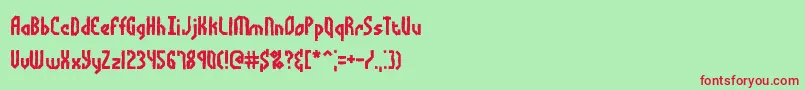 BocumaAngleDentBrk Font – Red Fonts on Green Background