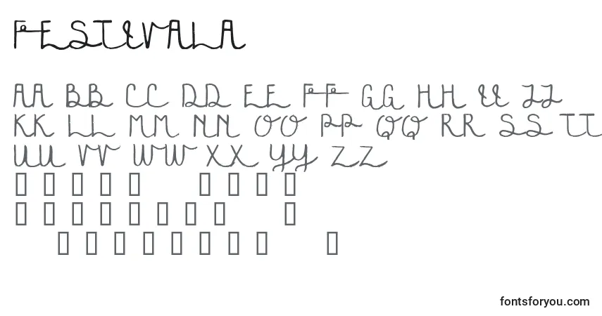 Шрифт Festivala – алфавит, цифры, специальные символы