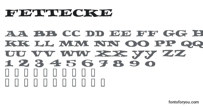 Schriftart Fettecke – Alphabet, Zahlen, spezielle Symbole