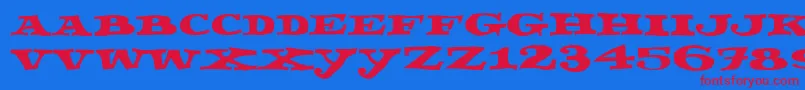 Fettecke Font – Red Fonts on Blue Background