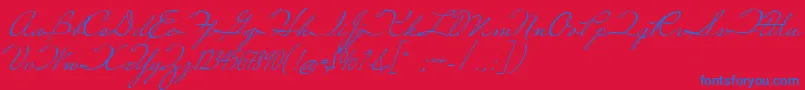 MissRobertson Font – Blue Fonts on Red Background