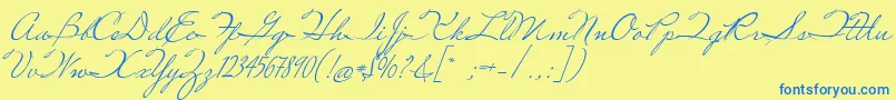 MissRobertson Font – Blue Fonts on Yellow Background
