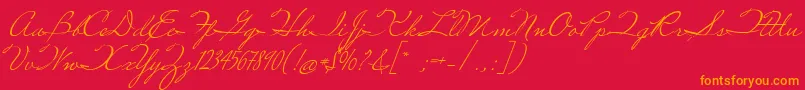 MissRobertson-Schriftart – Orangefarbene Schriften auf rotem Hintergrund