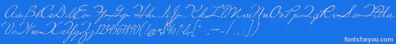 MissRobertson-Schriftart – Rosa Schriften auf blauem Hintergrund