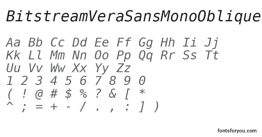 Schriftart BitstreamVeraSansMonoOblique – Alphabet, Zahlen, spezielle Symbole