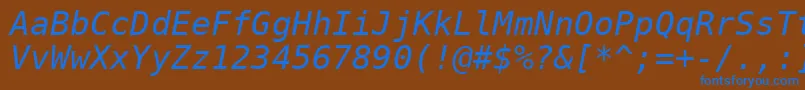 フォントBitstreamVeraSansMonoOblique – 茶色の背景に青い文字