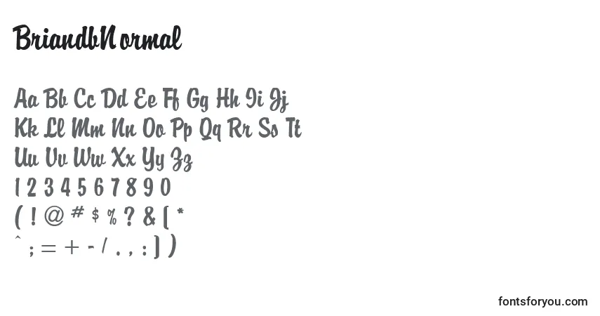 A fonte BriandbNormal – alfabeto, números, caracteres especiais