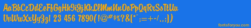 フォントBriandbNormal – オレンジ色の文字が青い背景にあります。