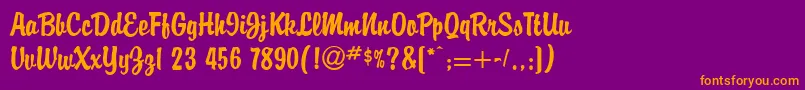 BriandbNormal-Schriftart – Orangefarbene Schriften auf violettem Hintergrund