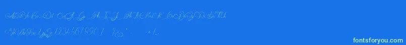 MademoiselleCatherine Font – Green Fonts on Blue Background