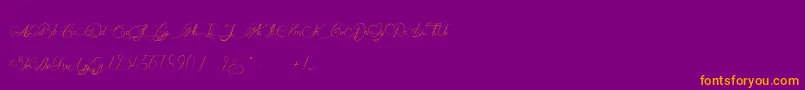 MademoiselleCatherine-Schriftart – Orangefarbene Schriften auf violettem Hintergrund