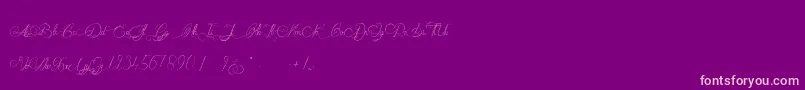 MademoiselleCatherine-Schriftart – Rosa Schriften auf violettem Hintergrund