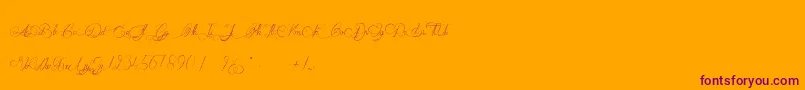 MademoiselleCatherine-Schriftart – Violette Schriften auf orangefarbenem Hintergrund