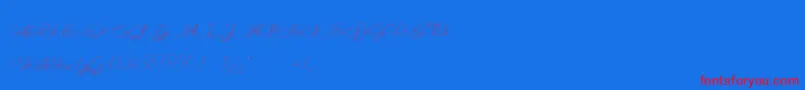 MademoiselleCatherine-Schriftart – Rote Schriften auf blauem Hintergrund