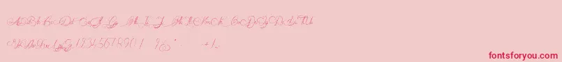 MademoiselleCatherine-Schriftart – Rote Schriften auf rosa Hintergrund