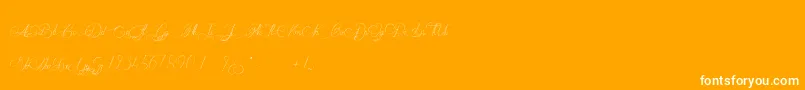 MademoiselleCatherine-Schriftart – Weiße Schriften auf orangefarbenem Hintergrund