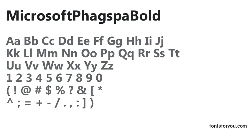 Шрифт MicrosoftPhagspaBold – алфавит, цифры, специальные символы