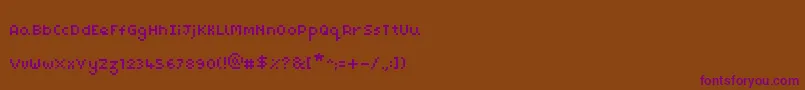 Fonte PixelMaz – fontes roxas em um fundo marrom
