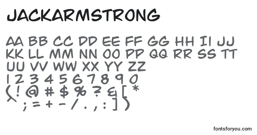 Schriftart JackArmstrong – Alphabet, Zahlen, spezielle Symbole