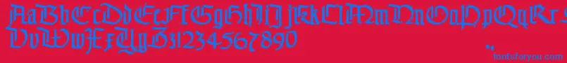 Czcionka TheEnd – niebieskie czcionki na czerwonym tle
