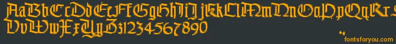 フォントTheEnd – 黒い背景にオレンジの文字