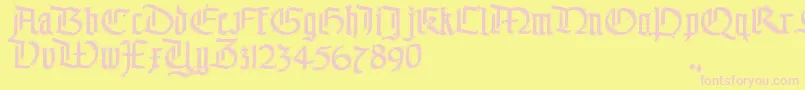 TheEnd-Schriftart – Rosa Schriften auf gelbem Hintergrund