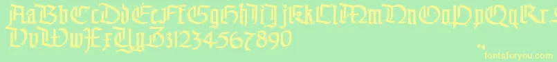 フォントTheEnd – 黄色の文字が緑の背景にあります