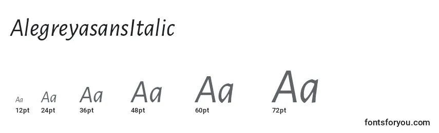 Размеры шрифта AlegreyasansItalic