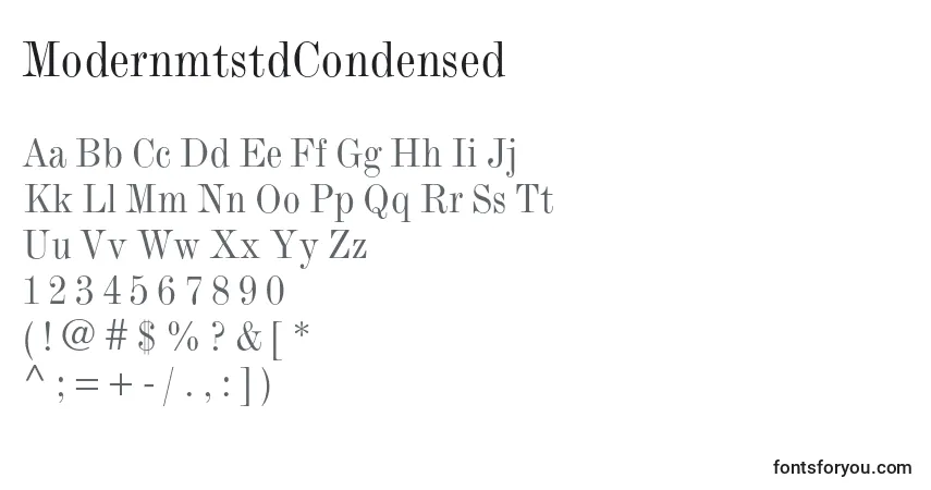 A fonte ModernmtstdCondensed – alfabeto, números, caracteres especiais