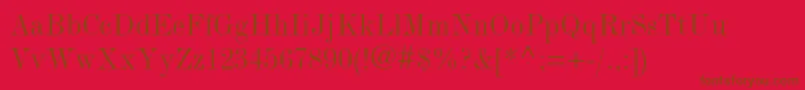 ModernmtstdCondensed-Schriftart – Braune Schriften auf rotem Hintergrund