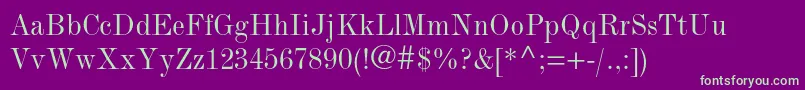 Fonte ModernmtstdCondensed – fontes verdes em um fundo violeta