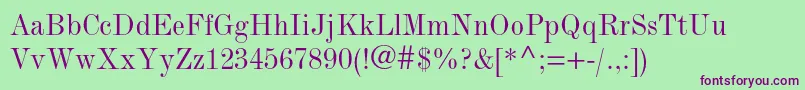 Шрифт ModernmtstdCondensed – фиолетовые шрифты на зелёном фоне