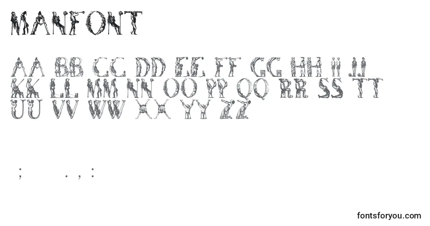 A fonte Manfont – alfabeto, números, caracteres especiais