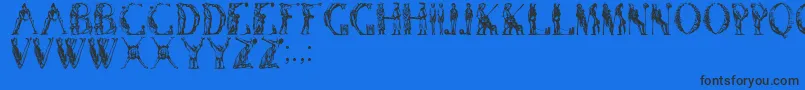 Manfont-Schriftart – Schwarze Schriften auf blauem Hintergrund