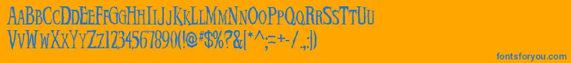 DemonNight-Schriftart – Blaue Schriften auf orangefarbenem Hintergrund