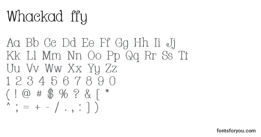 Schriftart Whackad ffy – Alphabet, Zahlen, spezielle Symbole