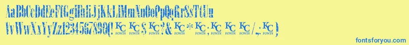 フォントLoadupongunsKcfontsdemo – 青い文字が黄色の背景にあります。