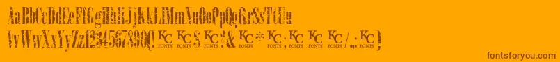 Saiba mais sobre a fonte LoadupongunsKcfontsdemo Fonte LoadupongunsKcfontsdemo – fontes marrons em um fundo laranja