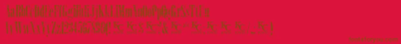 Fonte LoadupongunsKcfontsdemo – fontes marrons em um fundo vermelho