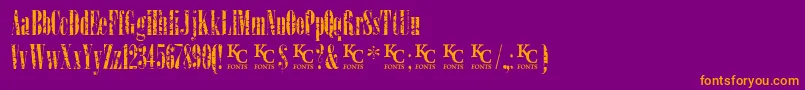 Fonte LoadupongunsKcfontsdemo – fontes laranjas em um fundo violeta