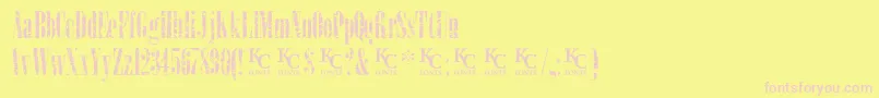 LoadupongunsKcfontsdemo-Schriftart – Rosa Schriften auf gelbem Hintergrund
