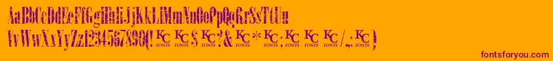 LoadupongunsKcfontsdemo-fontti – violetit fontit oranssilla taustalla