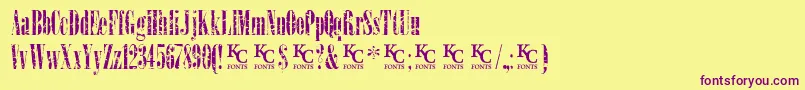 LoadupongunsKcfontsdemo-fontti – violetit fontit keltaisella taustalla