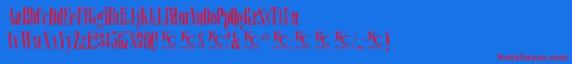 LoadupongunsKcfontsdemo-fontti – punaiset fontit sinisellä taustalla
