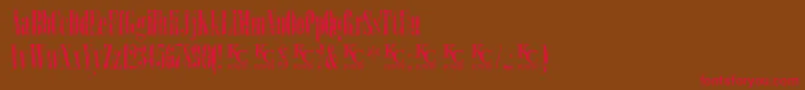 LoadupongunsKcfontsdemo-Schriftart – Rote Schriften auf braunem Hintergrund