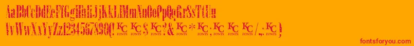 LoadupongunsKcfontsdemo Font – Red Fonts on Orange Background