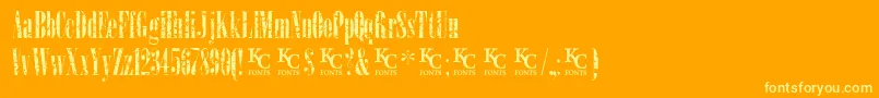 Fonte LoadupongunsKcfontsdemo – fontes amarelas em um fundo laranja